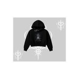 Tarzsokak Kapşonlu Crop Sweatshirt Noodle Theory Hand Drawn Concept, Siyah, M