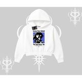 Tarzsokak Kapşonlu Crop Sweatshirt Oversize Anime Kız Baskılı