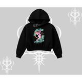 Tarzsokak Kapşonlu Crop Sweatshirt Oversize Anime Kız Desenli Japon Stil