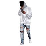 Tarzsokak Kapüşonlu Oversize Çok Kalın 4 Iplik Pamuk Yeni Kreasyon Erkek Hoodie Sweatshırt Beyaz, Beyaz, M