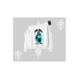 Tarzsokak Kayık Yaka Sweatshirt Anime Cyberpunk Kız Baskılı, Beyaz, S