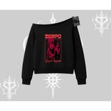 Tarzsokak Kayık Yaka Sweatshirt Anime Waifu Kırmızı Grafik Desenli