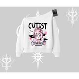 Tarzsokak Kayık Yaka Sweatshirt Cute Anime Gamer Girl Baskılı