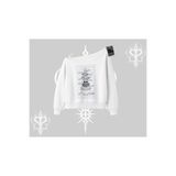 Tarzsokak Kayık Yaka Sweatshirt Noodle Theory Hand Drawn Concept, Beyaz, S