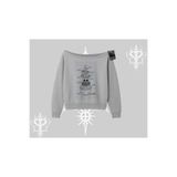 Tarzsokak Kayık Yaka Sweatshirt Noodle Theory Hand Drawn Concept, Gri, M