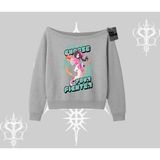 Tarzsokak Kayık Yaka Sweatshirt Oversize Anime Kız Desenli Japon Stil