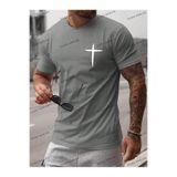 Tarzsokak Kod Trend Erkek Çapraz Baskılı Kısa Kollu Erkek T Shirt, Blue, Xl
