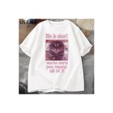 Tarzsokak Komik Kedi Meme Grafik Tees Kediler Dank Memes T Shirt Komik Aptal Kediler T-Shirt Erkek Kadı 2927, Beyaz-1202, M
