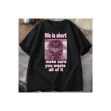 Tarzsokak Komik Kedi Meme Grafik Tees Kediler Dank Memes T Shirt Komik Aptal Kediler T-Shirt Erkek Kadı 2927, Siyah-1195, L