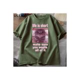Tarzsokak Komik Kedi Meme Grafik Tees Kediler Dank Memes T Shirt Komik Aptal Kediler T-Shirt Erkek Kadı, Yeşil2183, L