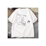 Tarzsokak Komik Kurbağa Öz Bakım T-Shirt Retro Cottagecore Kurbağa Baskılı Tişört Kadın Erkek Yaz Yuvar 2831, Beyaz-347, M