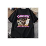 Tarzsokak Kraliçe Asla Ağlama Komik Kedi Meme T Shirt Erkek Kadın Aptal Kediler T-Shirt Komik Atasözü T 2857, Siyah-2329, S