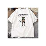 Tarzsokak Men'S T-Shirt Hold On Partner Im Overstimulated Funny Meme Graphic T Shirts Cowboy Frog T Shi 2834, Beyaz-385, L