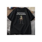 Tarzsokak Men'S T-Shirt Hold On Partner Im Overstimulated Funny Meme Graphic T Shirts Cowboy Frog T Shi 2834, Siyah-378, L
