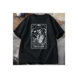 Tarzsokak Okuyucu Tarot Kartı T-Shirt İskelet Okuma T Shirt Yaz Pamuk Kitap Sevgilisi Bookish Tshirt Er 2862, Siyah-629, 4Xl-5Xl