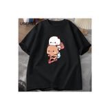 Tarzsokak Panda Ve Brownie Ayı Çift Bisiklet Sürme T-Shirt Boy Komik Karikatür T Shirt Erkekler Pamuk O 3040