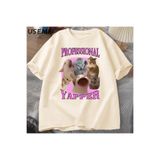 Tarzsokak Professional Yapper Cat Graphic T Shirts Women Men Cotton Short Sleeve T-Shirts Casual O Neck 2887, Bej-857, M