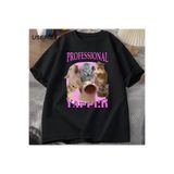 Tarzsokak Professional Yapper Cat Graphic T Shirts Women Men Cotton Short Sleeve T-Shirts Casual O Neck 2887, Siyah-853, M