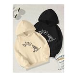 Tarzsokak Renkli Kapşonlu Sweatshirt Çift Sevgili Kombinleri Couple Clothing, Renkli-K30, S