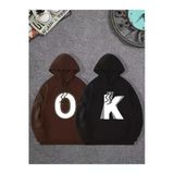 Tarzsokak Renkli Kapşonlu Sweatshirt Çift Sevgili Kombinleri Couple Clothing, Renkli-K53, L