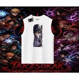 Tarzsokak Sasuke Uchiha Naruto Anime Karakter Oversize Unisex Kolsuz Tişört Beyaz