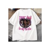 Tarzsokak Senin Babam Benim Kardiyo Tshirt Baba Kuğu Teeerkek Kadın Grafik Baskılı Tişört Bisik 2912, Beyaz-1077, S