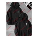 Tarzsokak Sevgili Çift Kombin K Ve Q Göğüs Baskılı Baskılı Özel Tasarım Kapüşonlu Sweatshirt 2L, Siyah-19, Xl