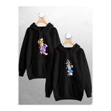 Tarzsokak Sevgili Çift Kombini Bugs Bunny & Lola Baskılı Tasarım Kapüşonlu Sweatshirt 2'Li Set, Siyah-153, S