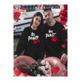 Tarzsokak Sevgili Eş Kombini Baskılı Bisiklet Yaka Oversize Sweatshirt 2Li, Siyah-242, S