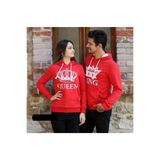 Tarzsokak Sevgili Kombini Klasik Kırmızı King Queen Polar, Kırmızı Beyaz, L/Xl