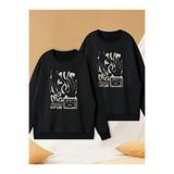 Tarzsokak Siyah Biskilet Yaka Sweatshirt Çift Sevgili Kombinleri Couple Clothing, Siyah-O7, Xl