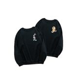 Tarzsokak Siyah Bugs Bunny Sevgili Çift Kombini Bisiklet Yaka Sweatshirt 2'Li Set, Siyah, Xl