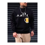 Tarzsokak Siyah Friday Bira Baskılı Oversize Kapuşonlu Erkek Sweatshirt Bsgfridaybiraswea, Siyah, M