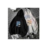 Tarzsokak Siyah Gri Tom Ve Jerry Sevgili Çift Kombini Kapüşonlu Sweatshirt 2'li Set benis Tarzsokak-unisex-oversize-kalıp-19179