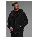 Tarzsokak Siyah Oversize 3 Iplik Kalın Içi Polarlı Fermuarlı 1.kalite Bol Kesim Düz Baskısız Sweatshirt