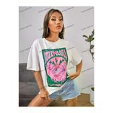 Tarzsokak Tarzsokak-TREND-SOKAK-STİLİ-1314 Unisex Bay Petite Göz Ve Harf Grafik Damla Omuz Yazlık Giysiler Tişört Kod-1314