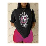 Tarzsokak Unisex Bay Grunge Punk Kadın Japon Anime Karakter Baskılı Kısa Kollu Tişört Kod-1345, Siyah, S