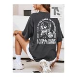 Tarzsokak Unisex Bay Kadın Kafatası Baskılı Bol Kesim Tişört Kod-1327, Koyu Gri, S