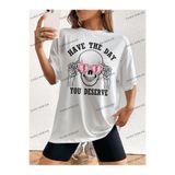 Tarzsokak Unisex Bay Kadın Kafatası Ve Slogan Baskılı Düşük Omuz Tişört Kod-1381, Beyaz, S