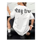 Tarzsokak Unisex Bay Kadın Ultra Bol Basic Harfli Tişört Kod-1383, Beyaz, Xl