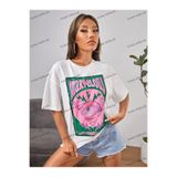 Tarzsokak Unisex Bay Petıte Göz Ve Harf Grafik Damla Omuz Yazlık Giysiler Tişört Kod-1314, Beyaz, M