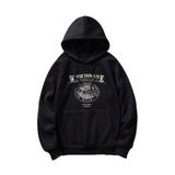 Tarzsokak Unisex Erkek Wınter Snow Baskılı Kapüşonlu Oversize Sweatshirt Siyah, Y52 Siyah, L