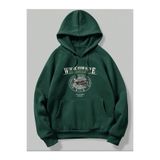 Tarzsokak Unisex Erkek Wınter Snow Baskılı Kapüşonlu Oversize Sweatshirt Yeşil, Y51 Yeşil, S