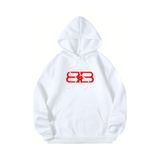 Tarzsokak Unisex Erkek/Kadın Bb Renkli Özel Baskılı Oversize Kapüşonlu Sweatshirt Beyaz, Beyaz, S/M