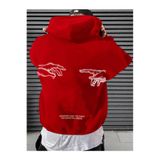 Tarzsokak Unisex Erkek/Kadın Break Özel Renkli Baskılı Oversize Kapüşonlu Sweatshirt Kırmızı, Kırmızı, L