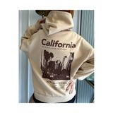 Tarzsokak Unisex Erkek/Kadın Calıfornia Renkli Özel Baskılı Oversize Kapüşonlu Sweatshirt Bej, Vizon, S/M