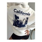 Tarzsokak Unisex Erkek/Kadın Calıfornia Renkli Özel Baskılı Oversize Kapüşonlu Sweatshirt Beyaz, Beyaz, S/M