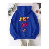Tarzsokak Unisex Erkek/Kadın Justdoıt Renkli Özel Baskılı Oversize Kapüşonlu Sweatshirt Mavirenk, Mavi, S/M