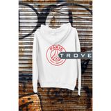 Tarzsokak Unısex Kadın Erkek Saint Germaın Ön Arka Baskılı Kapüşonlu%100 Pamuk Sweatshirt Beyaz, Beyaz, S