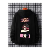 Tarzsokak Unisex Kadın/Erkek Siyah Anime Top Sırt Baskılı Oversize Kapüşonlu Sweatshirt, Siyah11, L/Xl